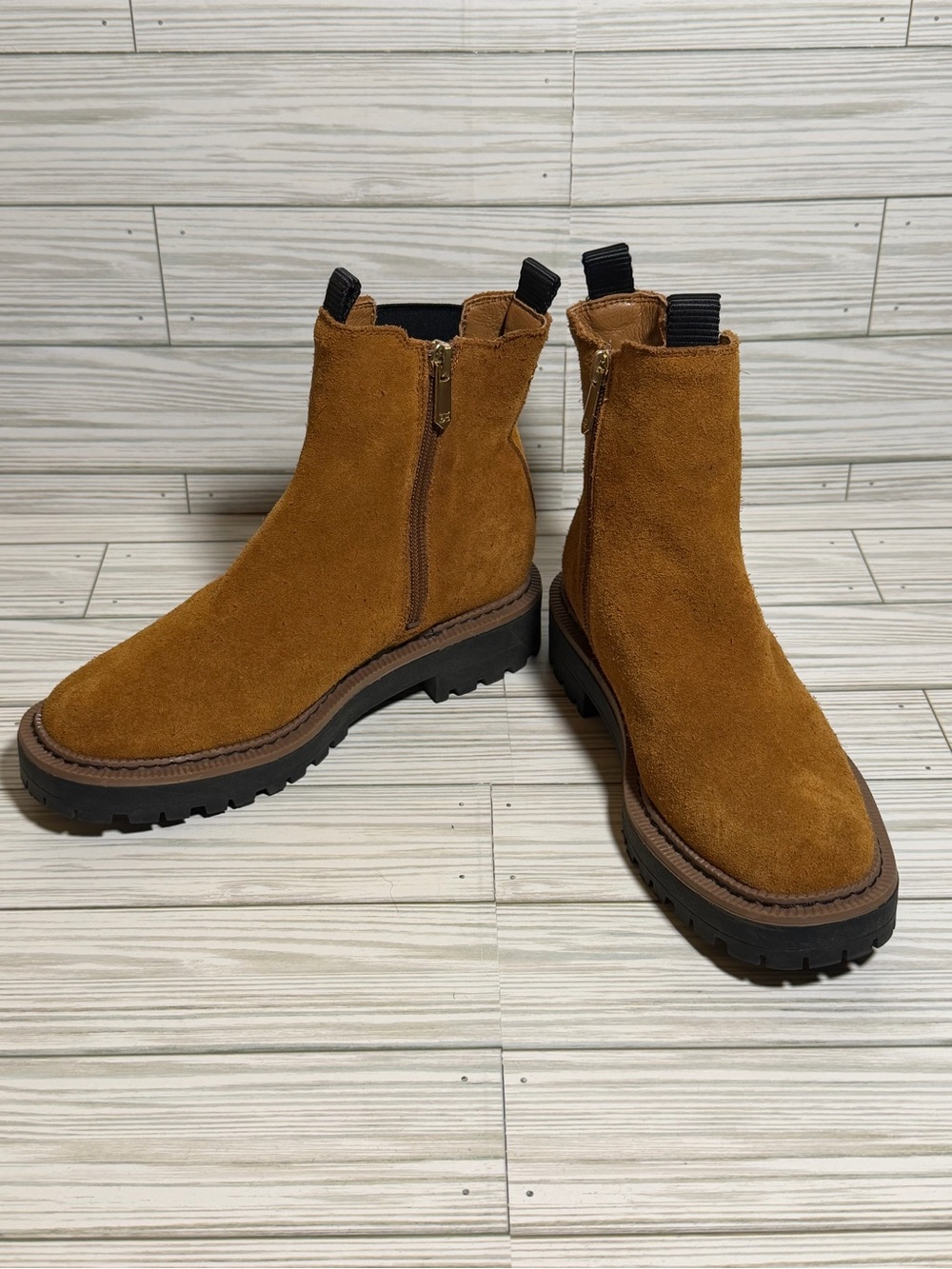 Sam Edelman Laguna Kids Chelsea Boots Brown Suede Side Zip Girls US 3